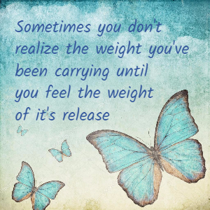 Quote about feeling lighter when releasing emotional baggage.